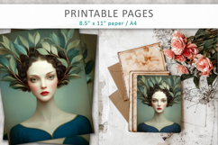 vintage female art illustrations, scrapbook art Product Image 5