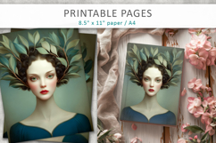 vintage female art illustrations, scrapbook art Product Image 7