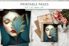 vintage female art illustrations, printable pages Product Image 5