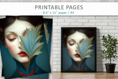 vintage female art illustrations, printable pages Product Image 6