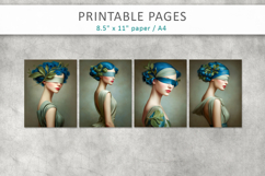 artistic portrait junk journal pages, printable art Product Image 2