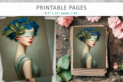 artistic portrait junk journal pages, printable art Product Image 3