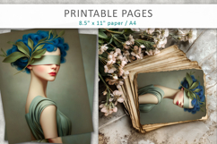 artistic portrait junk journal pages, printable art Product Image 1