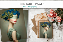 artistic portrait junk journal pages, printable art Product Image 5