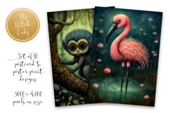 Dark Jungle Animals Postcard and Poster Print Set Product Image 2