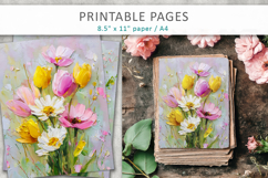 grunge floral junk journal, spring collage paper Product Image 3