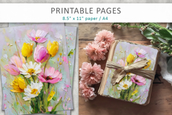 grunge floral junk journal, spring collage paper Product Image 5