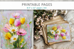 grunge floral junk journal, spring collage paper Product Image 6