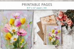 grunge floral junk journal, spring collage paper Product Image 7