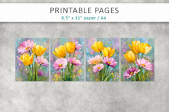 junk journal spring pages, paint texture floral Product Image 2