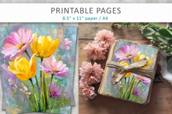 junk journal spring pages, paint texture floral Product Image 1