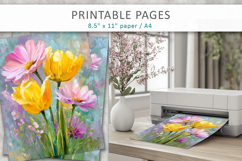 junk journal spring pages, paint texture floral Product Image 4