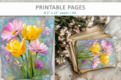 junk journal spring pages, paint texture floral Product Image 6