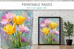 junk journal spring pages, paint texture floral Product Image 8