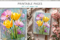 junk journal spring pages, paint texture floral Product Image 9