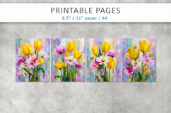 grunge floral scrapbook paper, paint texture floral Product Image 2