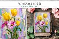 grunge floral scrapbook paper, paint texture floral Product Image 3