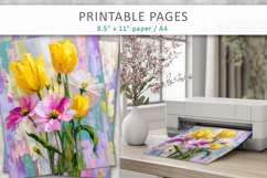 grunge floral scrapbook paper, paint texture floral Product Image 5