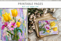 grunge floral scrapbook paper, paint texture floral Product Image 1