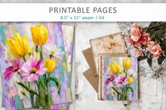 grunge floral scrapbook paper, paint texture floral Product Image 7