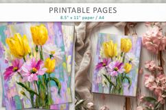 grunge floral scrapbook paper, paint texture floral Product Image 9