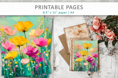 printable floral craft papers, paint texture floral Product Image 8