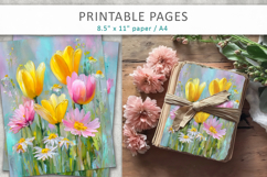 spring flower digital papers, paint texture floral Product Image 4