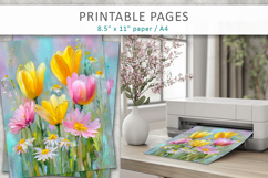 spring flower digital papers, paint texture floral Product Image 5