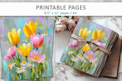 spring flower digital papers, paint texture floral Product Image 1