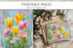 spring flower digital papers, paint texture floral Product Image 6