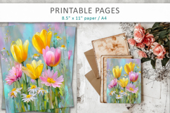 spring flower digital papers, paint texture floral Product Image 7