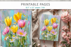 spring flower digital papers, paint texture floral Product Image 9
