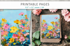 printable grunge flower designs, paint texture floral Product Image 3