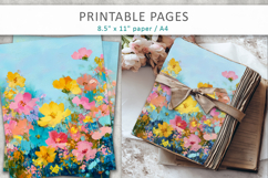 printable grunge flower designs, paint texture floral Product Image 6