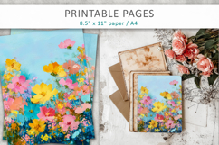 printable grunge flower designs, paint texture floral Product Image 7