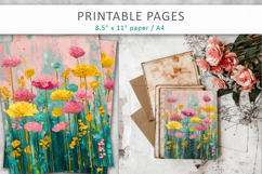 junk journal floral pages, spring collage papers Product Image 7