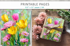 painted floral backgrounds, spring collage papers Product Image 4