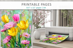painted floral backgrounds, spring collage papers Product Image 5