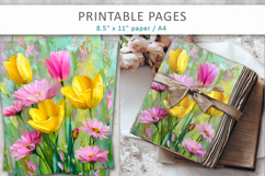 painted floral backgrounds, spring collage papers Product Image 6
