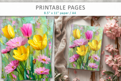 painted floral backgrounds, spring collage papers Product Image 8