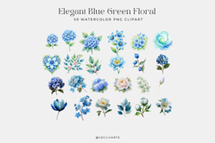 Elegant Blue Green Floral Cliparts Product Image 2