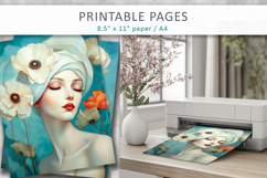 woman art printable, female illustration pages Product Image 2