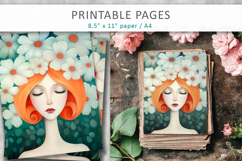 woman art printable, romantic woman journal page Product Image 3