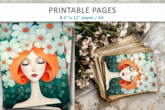woman art printable, romantic woman journal page Product Image 1