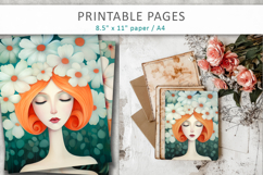 woman art printable, romantic woman journal page Product Image 5