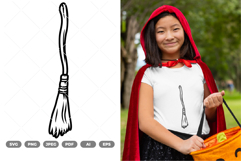 Broom Witch Outline SVG &amp; Clipart Product Image 1
