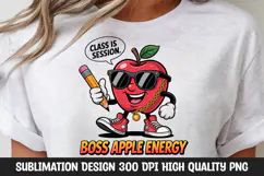 Boss Apple Energy Cartoon Clipart for School PNG Product Image 1