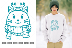 Winter Cat SVG &amp; Clipart Product Image 1
