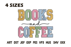 Books and Coffee Retro Embroidery Design Product Image 1