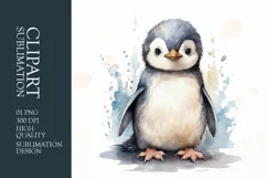 Watercolor Cute Baby Penguins Clipart Sublimation Product Image 1